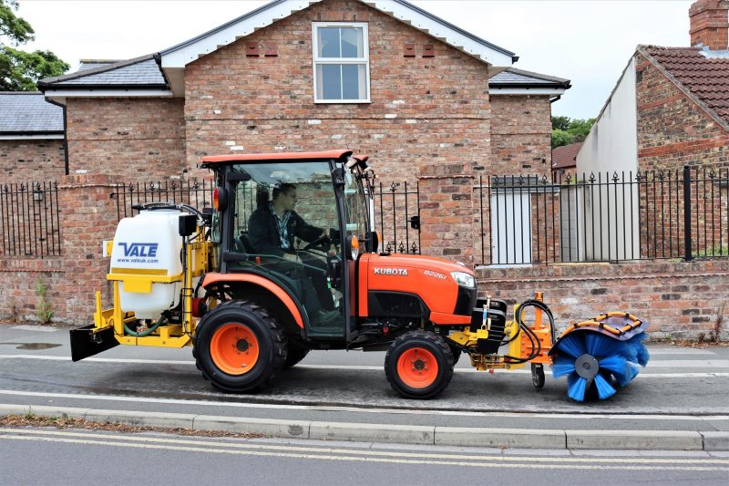 Liquid De-icer/Snowbrush Mini-Tractor Combi - designed specifically to work on narrow cycleways and manoeuvre around bollards and other street furniture